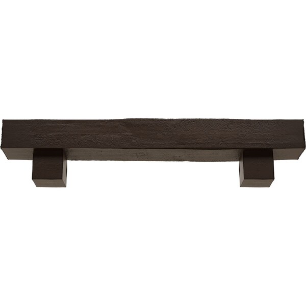 Kit W/ Alamo Corbels, NaturaL Mahogany, 4H X 8D X 60W Rough Cedar Faux Wood Fireplace ManteL